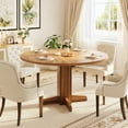 thumbnail image 2 of 47 Inch Farmhouse Round Dining Table, Sturdy Pedestal Wood Circle Table for 4-6 People | Dining Room, Living Room, Apartment Use - Walnut, 2 of 8