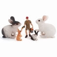 thumbnail image 1 of Set de figuras de conejo y cuidador, 5 unidades, PVC, realistas, 2,5-11 cm, 1 of 3