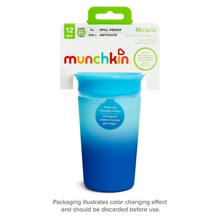 Munchkin Miracle 360 Color Changing Sippy Cup, 9 Ounce, Blue