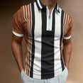 thumbnail image 2 of WZHKSN Men Polo Shirt Summer Casual Stripeprint Turn Down Collar Short Sleeve Tops T Shirts, 2 of 4