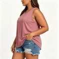 thumbnail image 6 of Josdec Women Plus Size Solid Round Neck Sleeveless Curved Hem Tank Top Soft Polyester Loose Casual Layering Vest Spring Summer Daily Loungewear Shirts L-5XL, 6 of 8