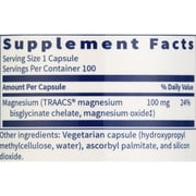 Klaire Labs SFI Health Magnesium Glycinate Complex - Chelated Magnesium Blend for Optimal Absorption - Supports Healthy Bones, Muscles & Energy Levels - Gentle on Digestion (100 Capsules)