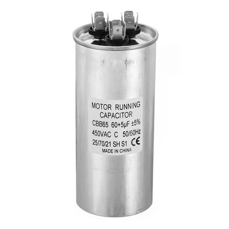 

CBB65 60+5uf Run Capacitor 60+5mfd AC 450V Aluminum Case with 3 Terminal for Air Conditioner