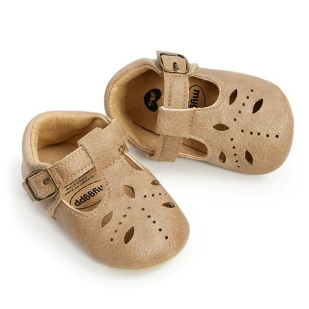 

Esho Baby Boys Girls Soft Sole Flats Newborn PU Leather First Walker Hallow Out Cirb Shoes 0-18M