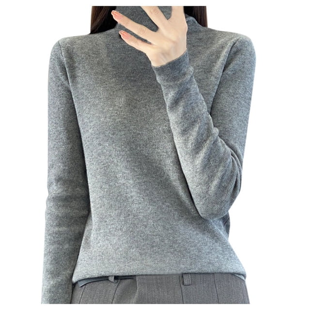 Chandail Col Roulé pour Femmes Hiver Tricoté Ajusté Col Montant Doux Chaud Confortable Décontracté Élégant Confortable