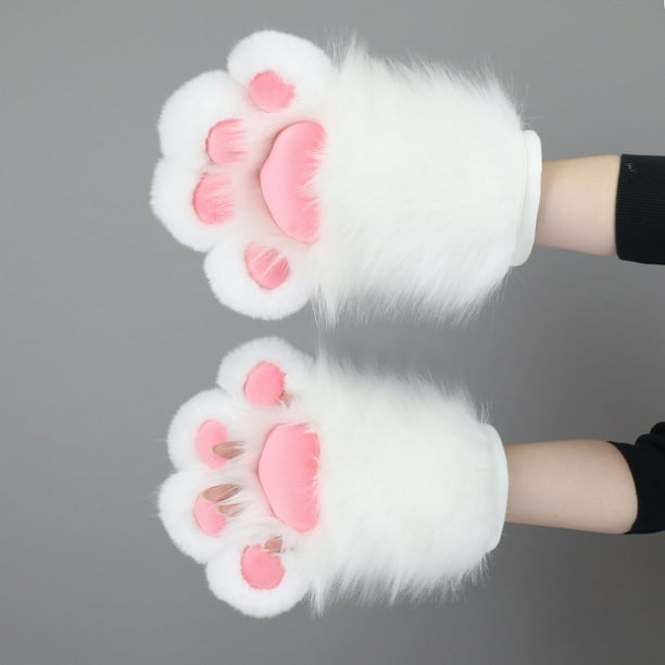 Guantes con almohadillas de carne y pata de peluche, accesorios de cosplay, lindos guantes sin dedos con garra de gato, dibujos animados, espectáculo de cómics, simulación de garra de animal