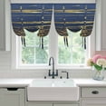 thumbnail image 4 of Blue Yellow Striped Tie Up Curtains 45 Inches Long, Kitchen Window Curtains Over Sink, Modern Abstract Art Stripes Small Window Curtains Shade Balloon Curtains Valances for Bedroom/Cafe 34"x45", 4 of 8
