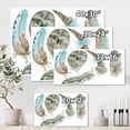 thumbnail image 4 of Designart ' Green Feathers Set On White ' Bohemian & Eclectic Canvas Wall Art Print, 4 of 4