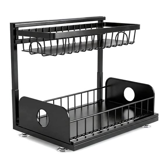 2 Tier Metal Pull Bathroom Organizers and Storage, Kitchen Bathroom Cabinet Storage Organizer for Kitchen Bathroom Cabinet