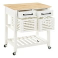 thumbnail image 3 of Stafford Engineered Wood Kitchen Cart with Wood Top and White Base, 3 of 12