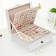 thumbnail image 1 of Joyeros para mujer, organizador de joyas, caja de cuero, grandes joyeros, organizador de pendientes, estuche de almacenamiento, exhibición de doble capa con bandeja extraíble, elegante joyero, contene, 1 of 5