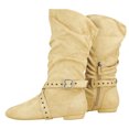 thumbnail image 3 of Jouncing Women's Beige Line Dance Boots, Soft Suede Sole Latin Salsa Shoes for West Coast Swing, Comfortable Practice Boots, 3 of 7