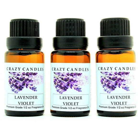 Crazy Candles Lavender Violet 3 Bottles 1/2 FL Oz Each (15ml) Premium Grade Scented Fragrance Oil