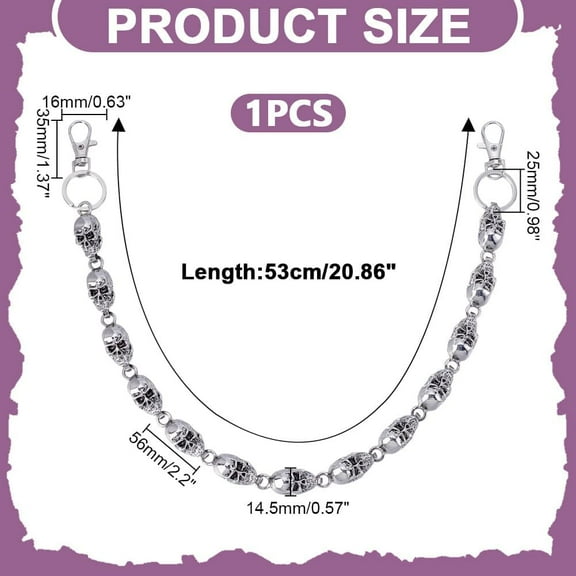 1Pc Punk Heavy Skull Pants Chain Cool Skull Biker Chains Wallet Chains for Men Pants Jeans Wallet Decoration