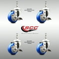 thumbnail image 2 of 3 Inch 316SS Blue Polyurethane Swivel 10mm Threaded Stem Caster Set Brake, 2 of 2