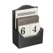 Classic Perpetual Calendar Home Office Supplies Stylish Decor Decoration Vintage Wood Desktop Ornaments for Black