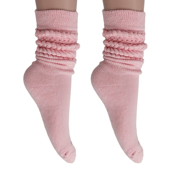 Extra Long Heavy Slouch Socks Pink 2 Pair Size 9-11