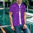 thumbnail image 6 of KLL Purple Glitter for Men's Baseball Shirts,Short Sleeve Casual Shirts Button Down Shirt for Men Beach Summer Wedding Shirt-XX-Large, 6 of 7
