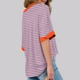 thumbnail image 4 of bnaln Womens Summer Tops Casual Crewneck Short Sleeve Sweatshirt Striped Color Block Trendy Pullover Loose Fit T Shirts Blouse Baggy Jumpers Fall Dressy Tshirts Going Out Tops, 4 of 5