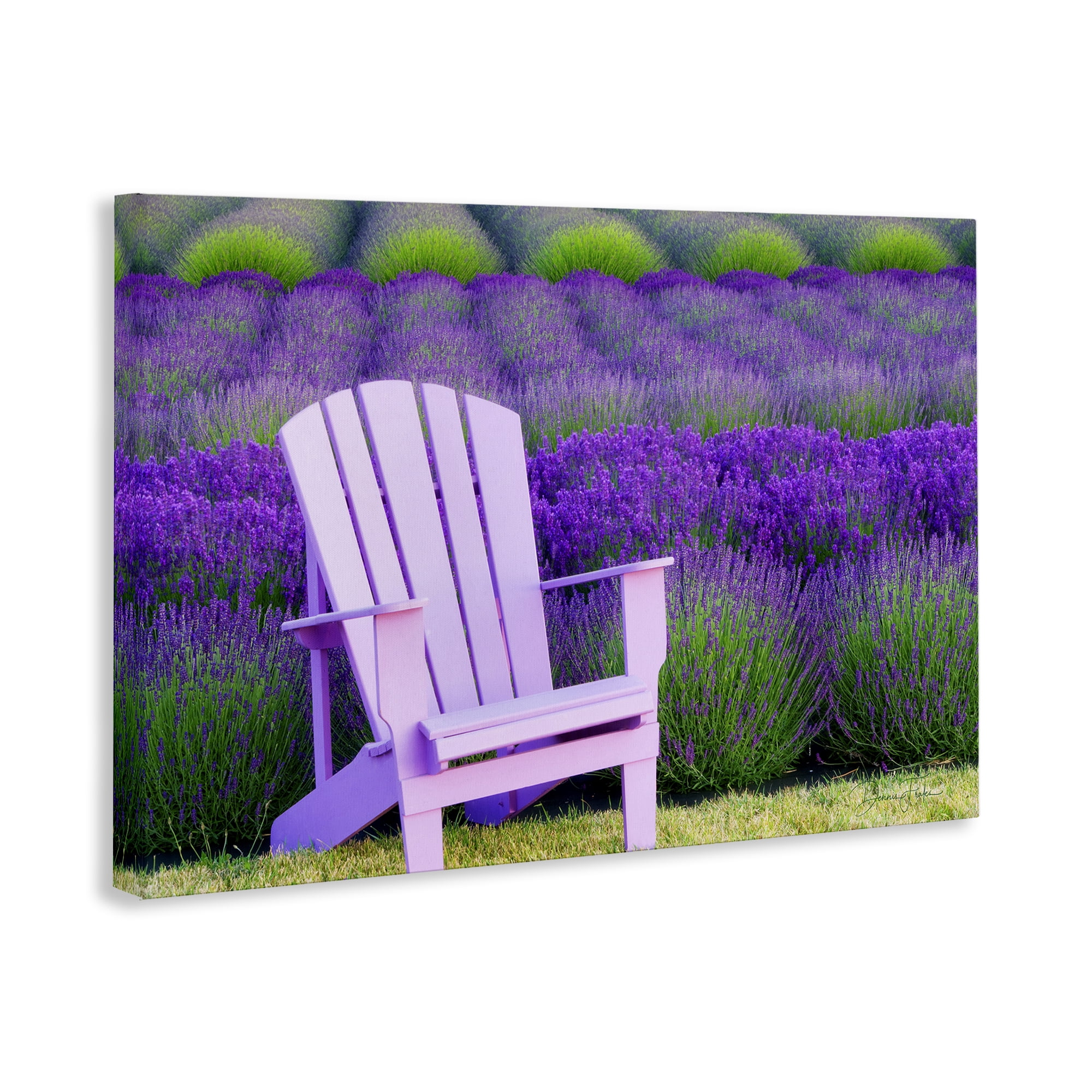 Stupell Industries Chair & Lavender Field Landscape & Nature Painting Wrapped Canvas Art Print Wall Art, 45 x 30