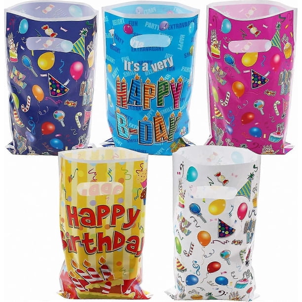 50 Pack Children's Party Favor Bags, Birthday Celebration Loot Bags for Kids, Goodie Bags for Party Gifts and Events