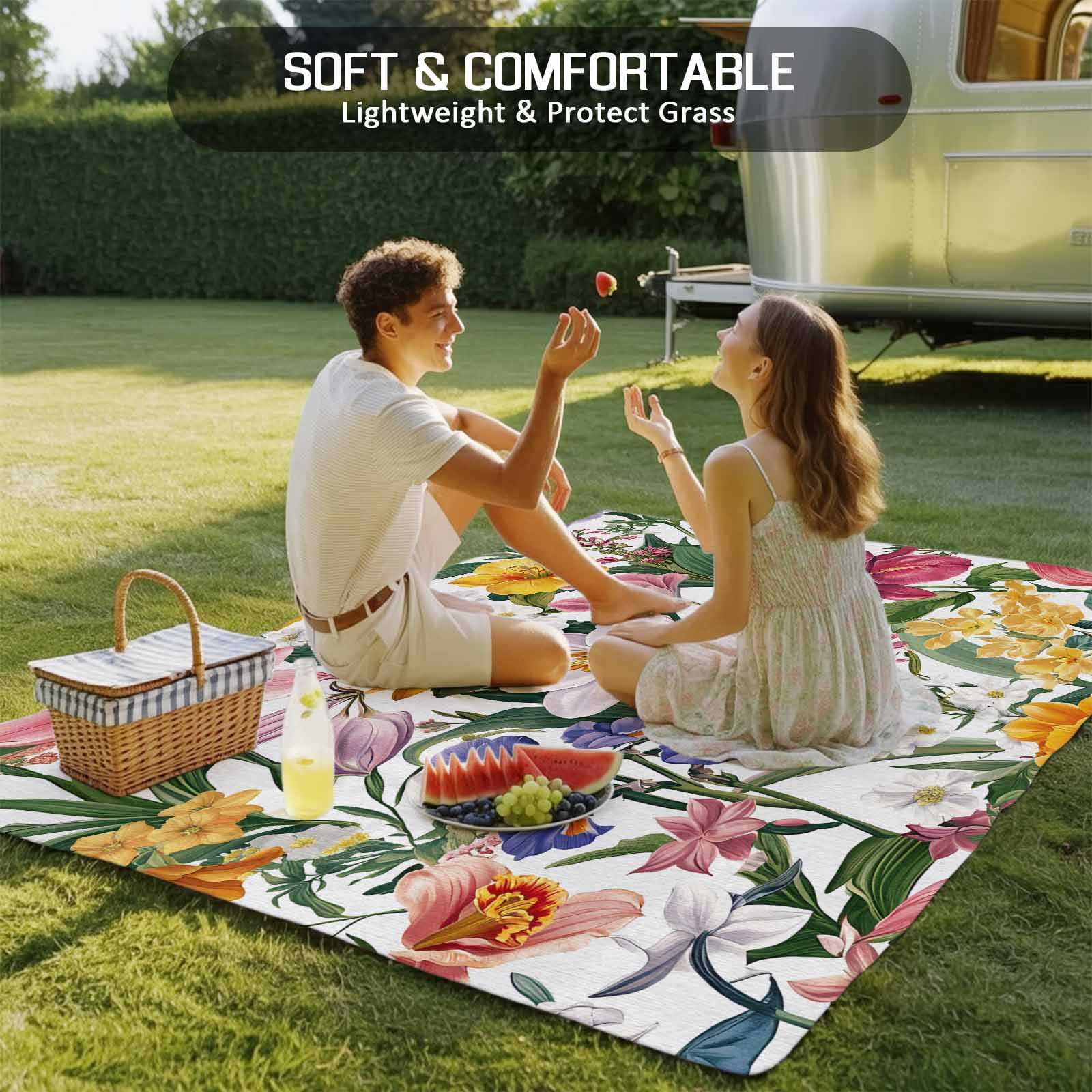 Fsddascl Vibrant Tropical Floral Outdoor Rug for Patio/Deck/Porch, Non-Slip Large Area Rug 4 x 6 Ft, Leafy Greenery Multicolored Botanical Indoor Outdoor Rugs Washable Area Rugs, Camping Rug Carpet