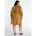 thumbnail image 2 of Terra & Sky Women's Plus Geo Eyelet Cotton Mini Dress with Long Sleeves, Sizes 0X-5X, 2 of 4