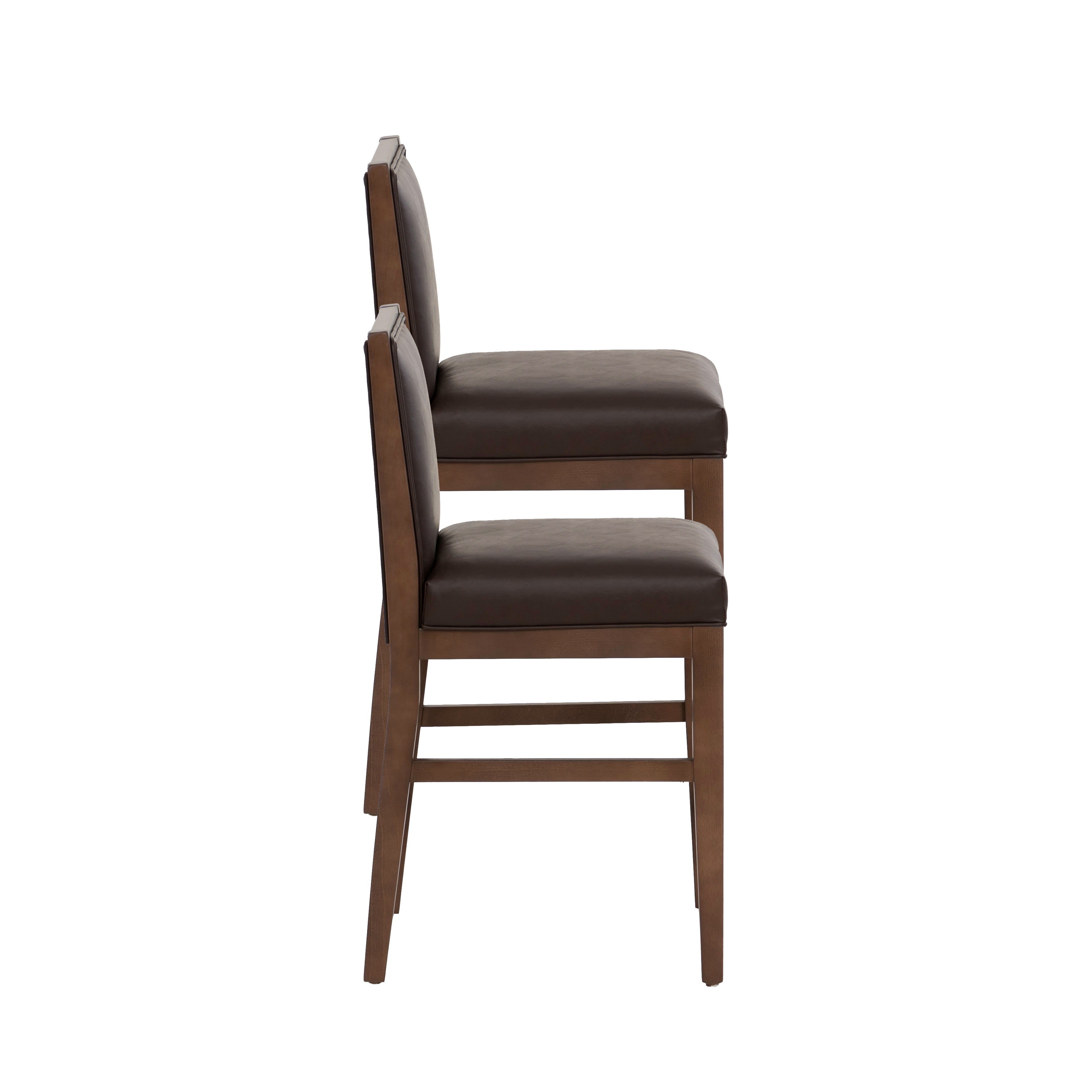 Linon Reagan Set of 2 Faux Leather Upholstered Counter Stools in Rich Brown