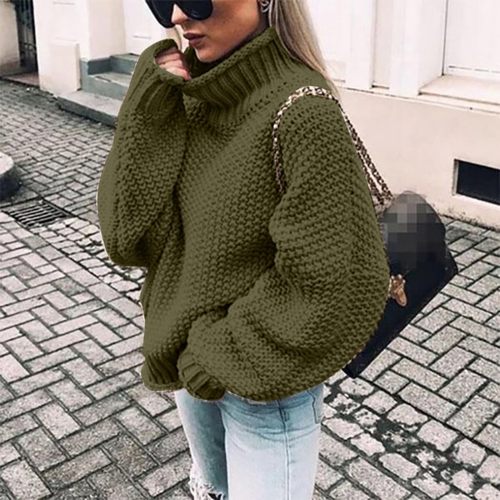 MRULIC winter coats for women Womens Off The Shoulder Sweater Casual  Knitted Loose Long Sleeve PulloverWomen's Sweater Coat Army Green + US:4 -  Walmart.com