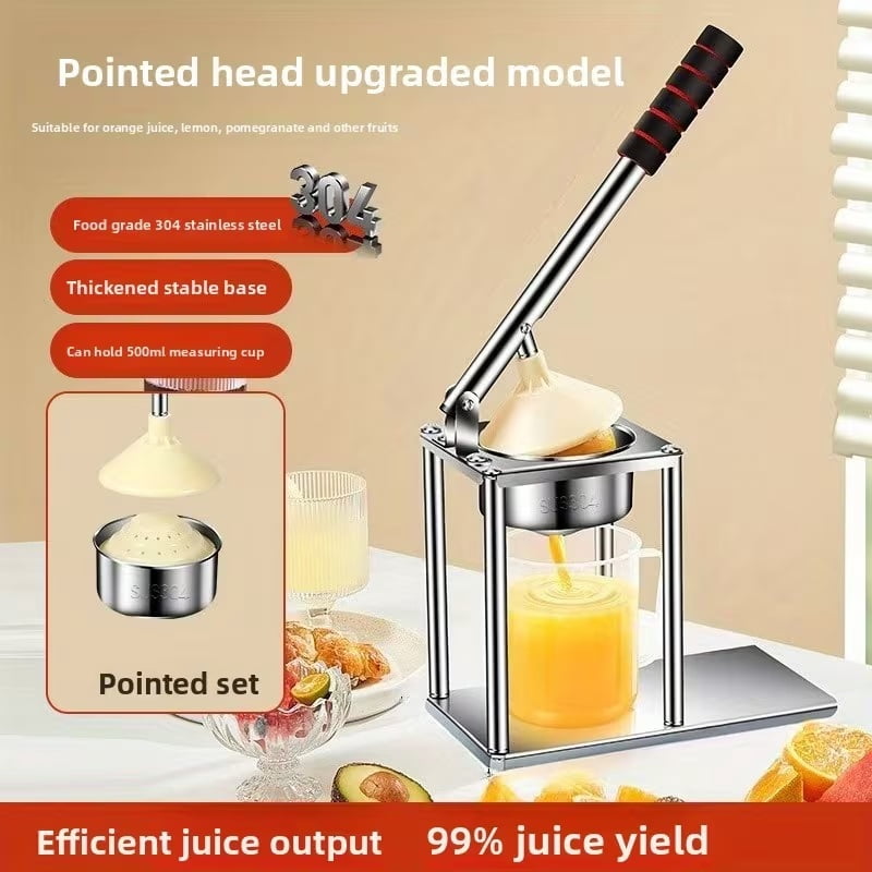 Heavy-Duty Manual Citrus Juicer - Stainless Steel 304 Lever-Press Juicer for Orange, Lemon, and Grapefruit with Pulp Strainer, Easy-Clean Design for Fresh Homemade Juice