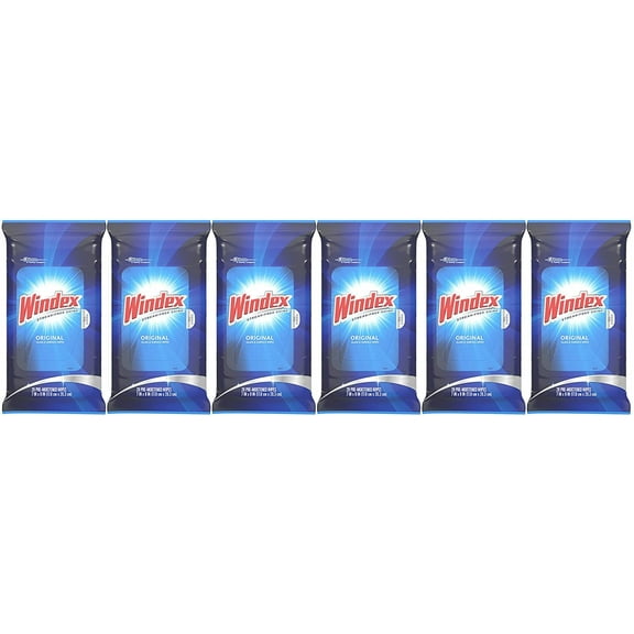 Windex Original Glass Wipes, 6 Pack, 28 ct
