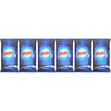 Windex Original Glass Wipes, 6 Pack, 28 ct