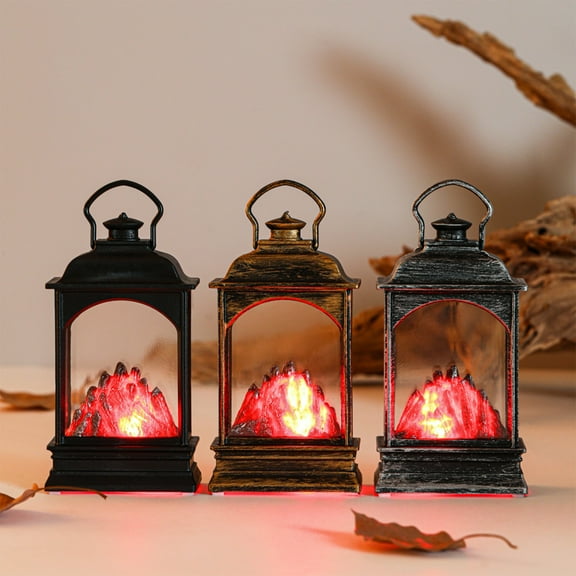 Yhmxh 5.7" Vintage Style Decorative Lantern,Flame Effect LED Lantern,Indoor Lanterns Decorative,Outdoor Hanging Lantern,Decorative Candle Lanterns Christmas Decorations on - Black