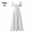 thumbnail image 2 of Vestido floral con cuello cuadrado para mujer, vestido con mangas abullonadas, abertura en la cintura alta Adepaton BST3009488-4, 2 of 8
