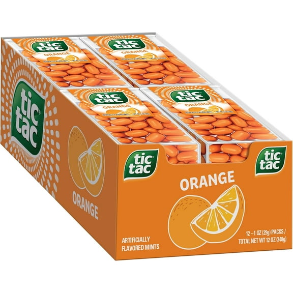 Tic Tac Orange – 12 Bottles × 100 Count Each – Refreshing Citrus Breath Mints Value Pack