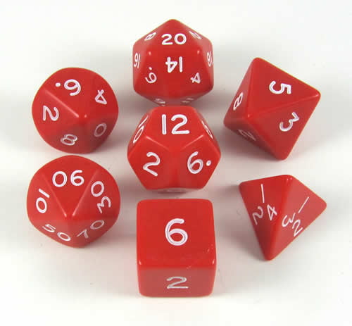 Red with White Numbers Pack of 2 D4 Opaque Jumbo Dice 