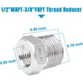 thumbnail image 2 of HAHDAXIA Bague Hexagonale Réductrice en Acier Inoxydable, 1/2 Pouces NPT Mâle vers 3/8 Pouces NPT Femelle, Raccord de Tuyau de Bague de Réducteur, 2 of 6