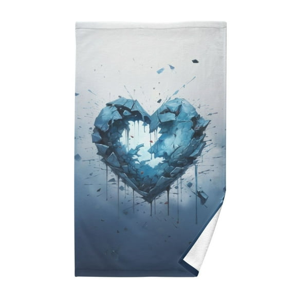 Love Heart Blue Cotton Face Towels Soft Hand Towel Absorbent Bathroom Towel for Kitchen Hotel Decoration