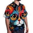 thumbnail image 2 of Cat Men's Casual Printed Hawaiian Poplin Button Down Short Sleeve Beach Shirt Unisex, 2 of 6