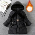 thumbnail image 2 of Povozer Girls' Long Winter Coats Warm Parka Lined Puffer Jacket Thicken Fleece Hooded Coat with Collar for Girls(Black,6-7 Years), 2 of 6