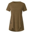 thumbnail image 4 of JINMGG Womens Tops,Women Button Solid 0-Neck Short Sleeve Irregular T-Shirt Blouse Tops,Khaki XXL, 4 of 6