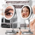 thumbnail image 2 of Smart 9" LED Light Makeup Mirror, Rechargeable, 1X/10X Magnifying Vanity Mirror with 3 Color Lights, Height Adjustable, Large Tall 360 °   Swivel Double Sided Standing Travel Mirror (Chrome), 2 of 4