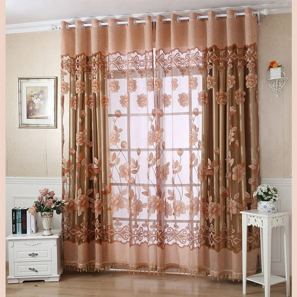 Cortinas de ventana Irfora 2 uds., 100x250cm, elegantes y lujosas cortinas con estampado Floral Premium Irfora Cortinas de ventana