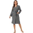 thumbnail image 2 of LAICAIW Waffle Knit Robes for Women Soft Unisex Lightweight Spa Bathrobe Absorbent Quick Dry Shower Robe for Men, 2 of 7