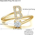 thumbnail image 2 of GHSDFBB Initial Letter Ring for Women Girls Gold Stackable Alphabet Rings with Initial Adjustable Crystal Inlaid Initial Rings Bridesmaid Gift, 2 of 6
