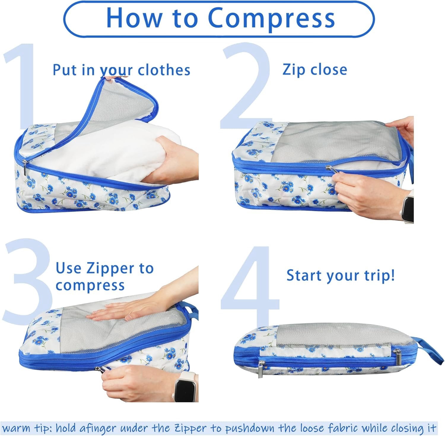 7 count Compression Packing Cubes for Travel Luggage, Lightweight Suitcase Organizer Bags Set, Compression Packaging Cube for Travel Essentials, Packing Cubes for Carry  Suitcase