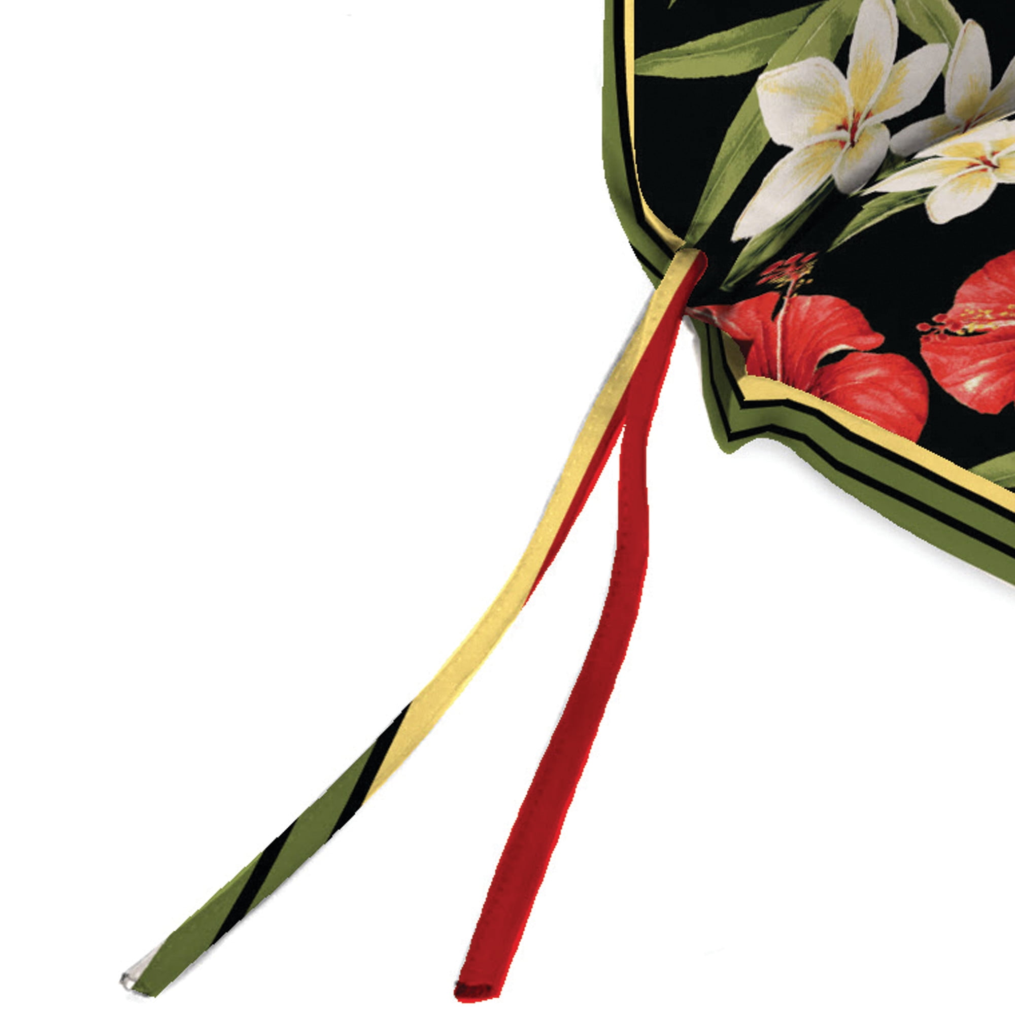 Jordan Manufacturing 44" x 22" Killian Rojo Multicolor Stripe and Capulet Rojo Black Floral Reversible Rectangular Outdoor Chair Cushion with Ties and Hanger Loop