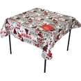 thumbnail image 3 of Serafina Home Holiday Christmas Cheer Vinyl Flannel Backed Tablecloth: Season's Greetings of Merry Bright Joy Santa Snowman Tree 52, 3 of 3