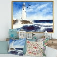 thumbnail image 2 of Designart 'Seagulls With Lighthouse On The Rocky Island' Nautical & Coastal Framed Canvas Wall Art Print, 2 of 5