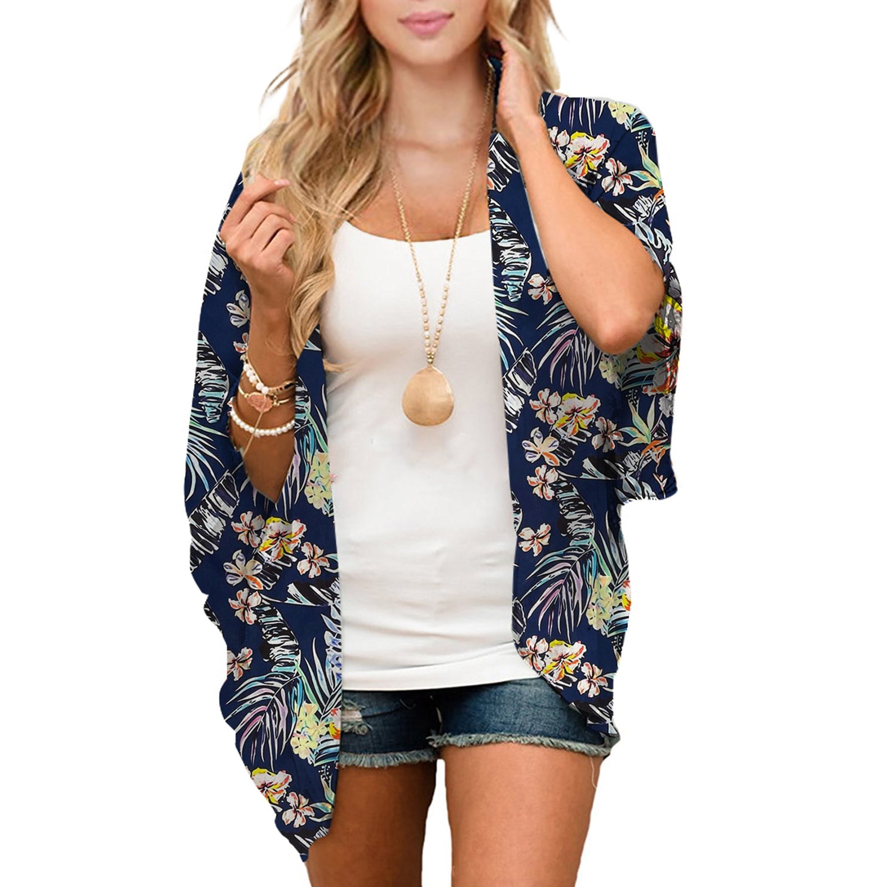 Zando Floral Kimono Cardigans for Women Loose Open Front Kimono